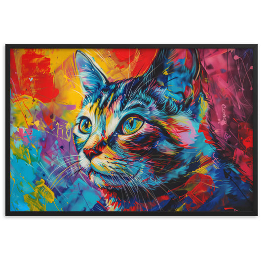 Peinture chat multicolore