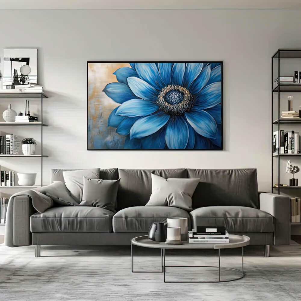 Tableau fleur bleue mockup