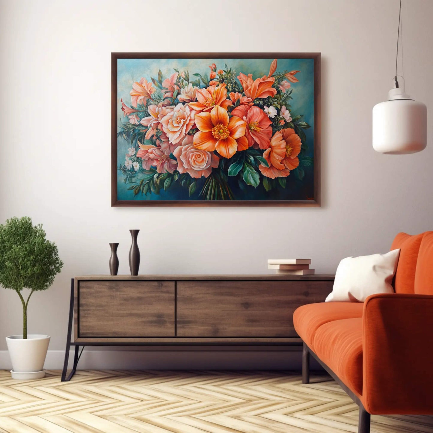 Peinture fleur huile mockup