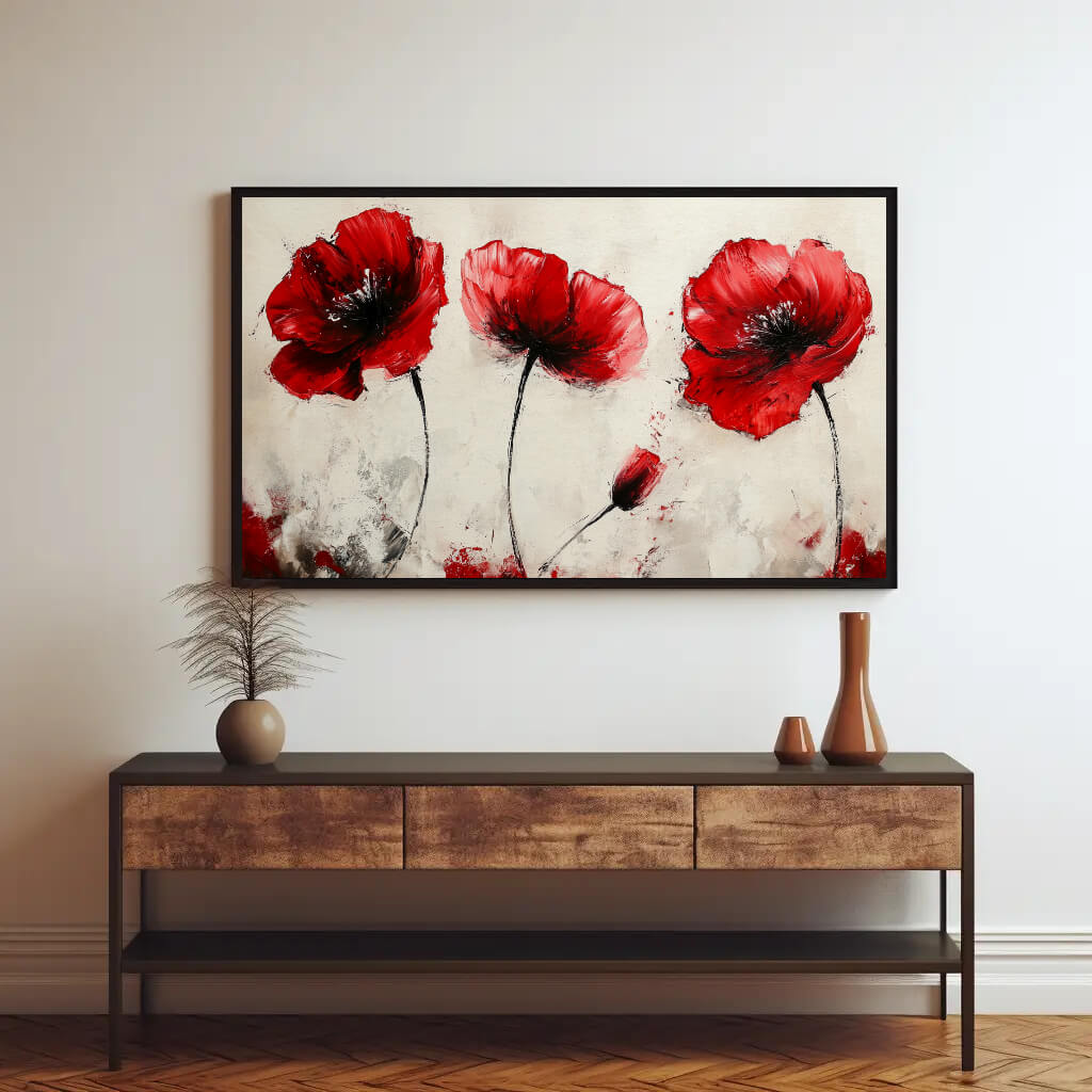 Peinture fleur rouge mockup