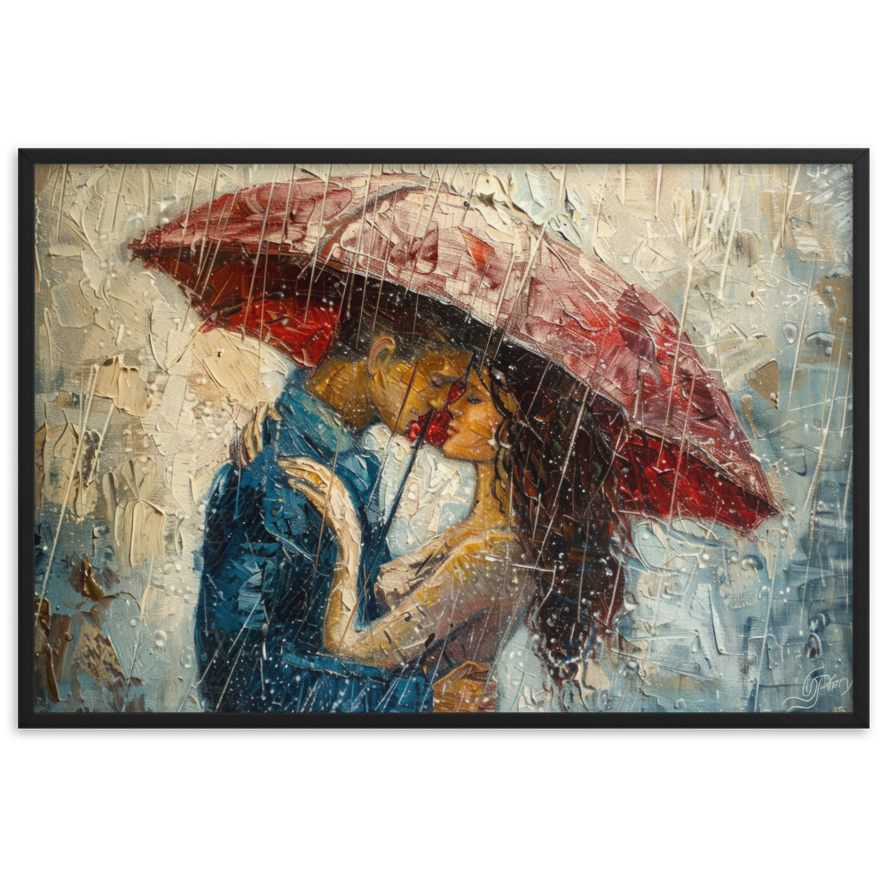 Tableau amoureux sous la pluie