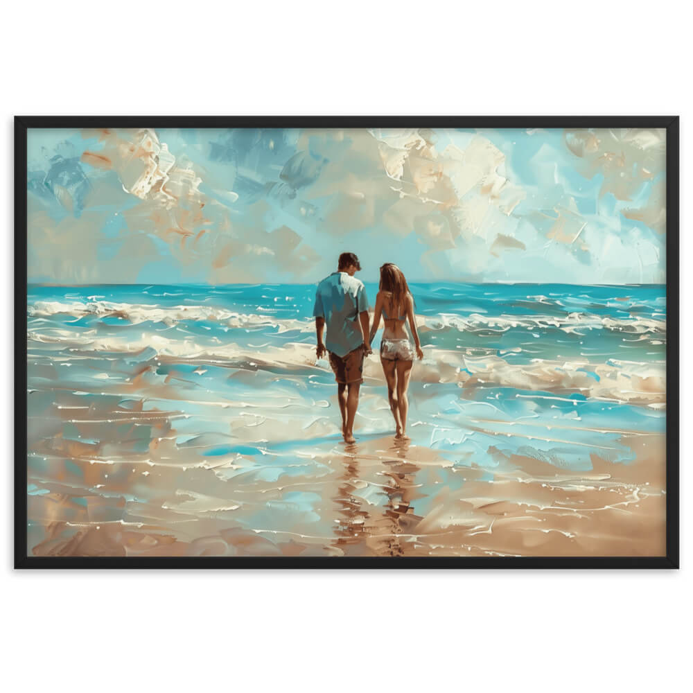 Tableau amoureux sur la plage