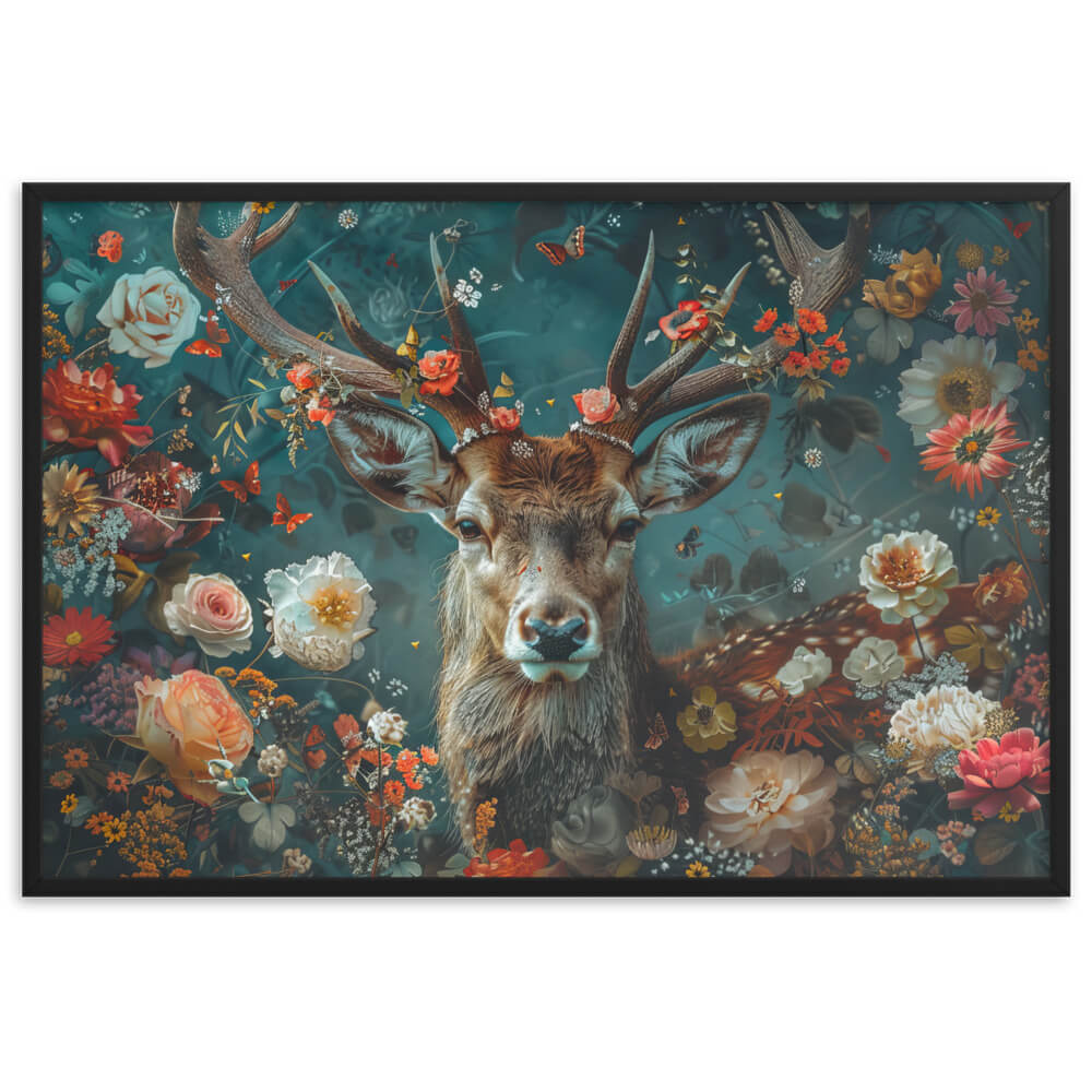 Tableau cerf fleur