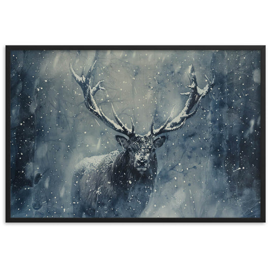 Tableau cerf neige