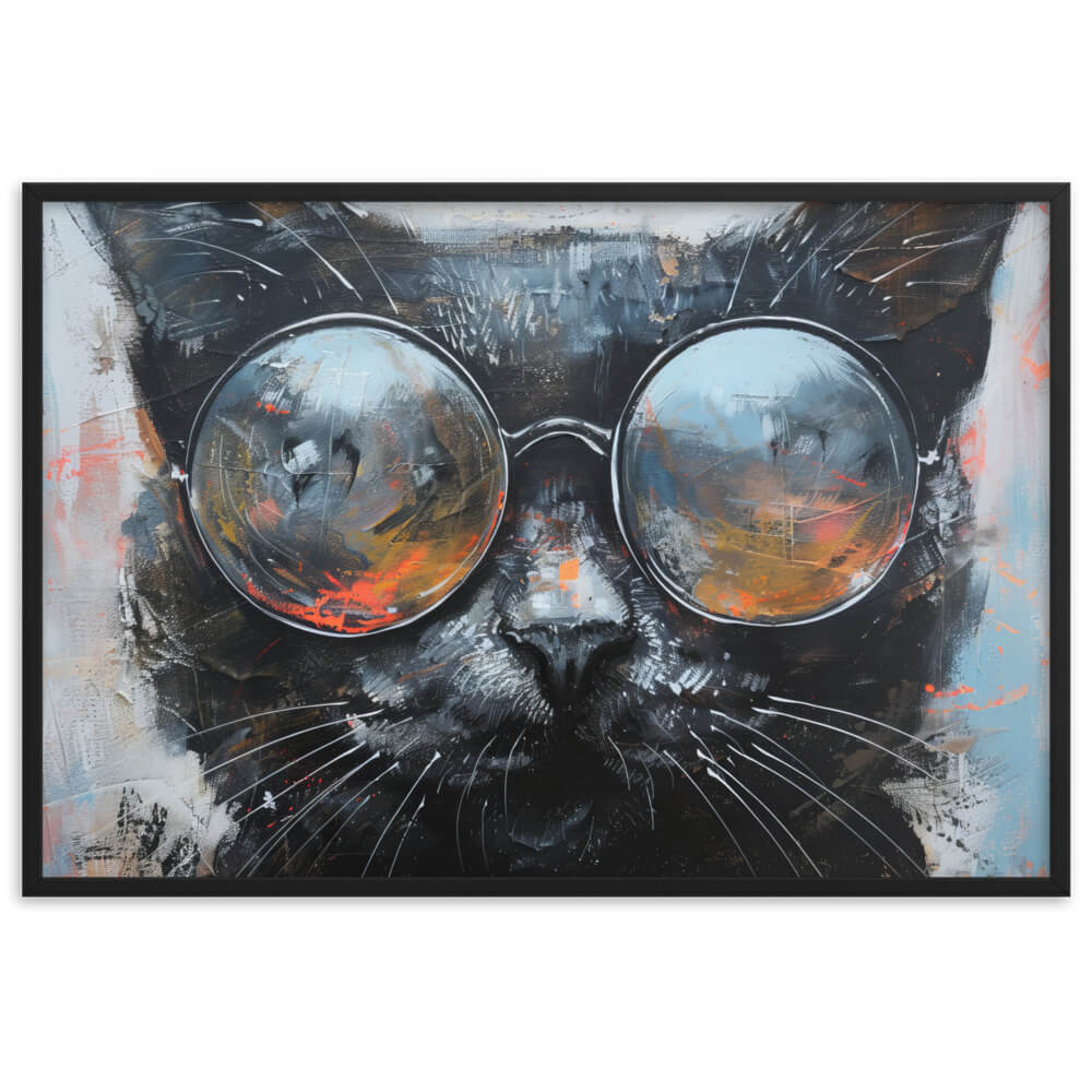 Tableau chat avec lunettes