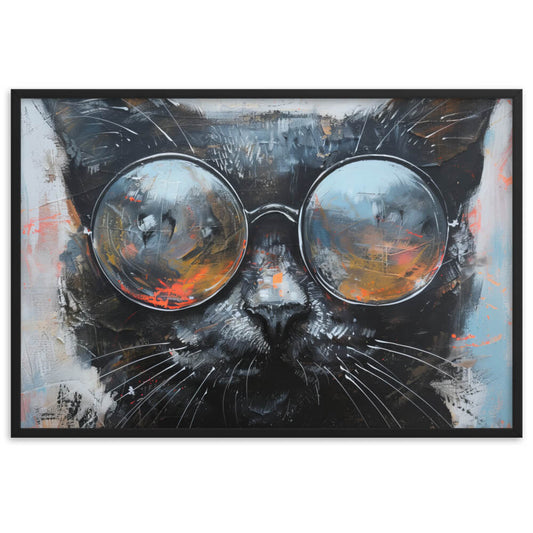 Tableau chat avec lunettes