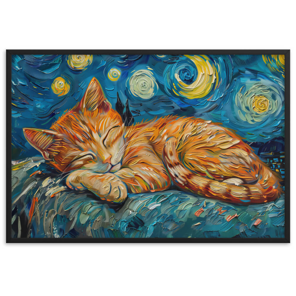 Tableau chat Van Gogh