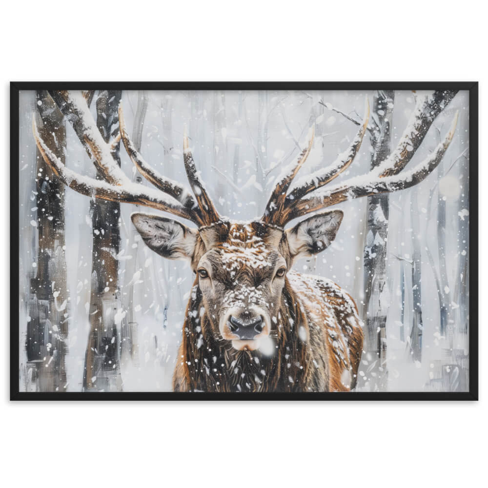 Tableau de cerf dans la neige