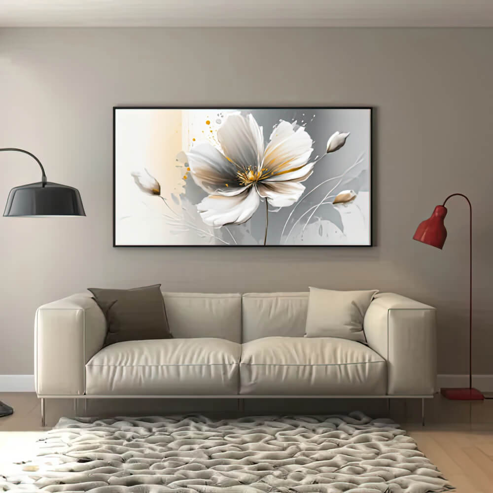 tableau fleur blanche mockup