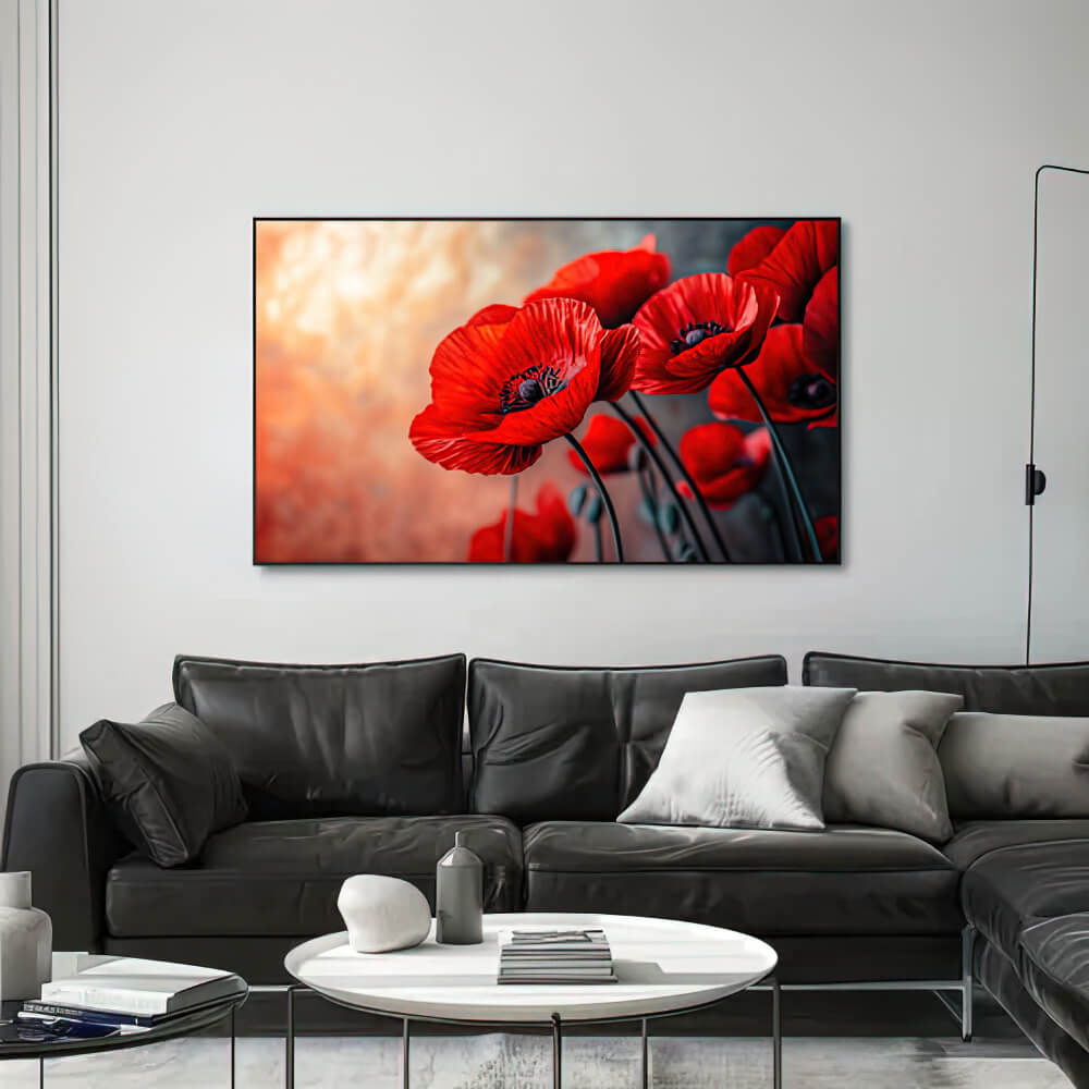 tableau fleur rouge mockup