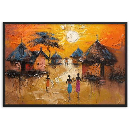 Tableau Peinture Africain Village