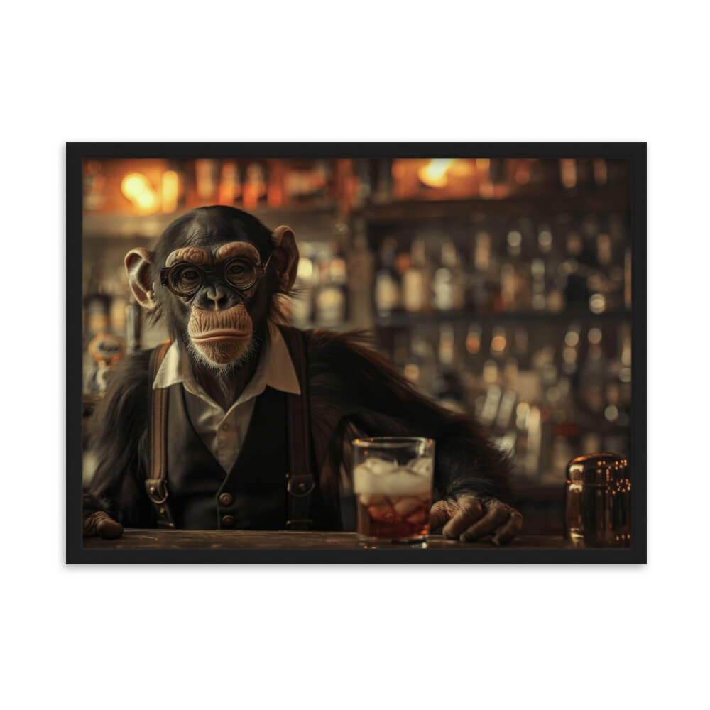 Tableau singe barman