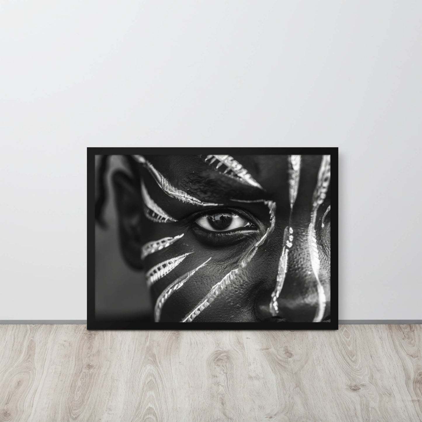 Tableau Africain Visage Noir et Blanc