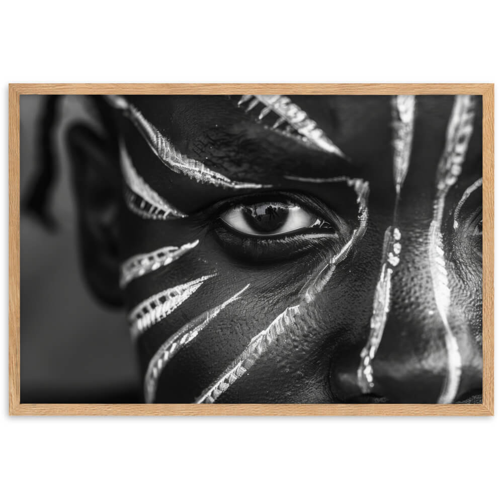 Tableau Africain Visage Noir et Blanc