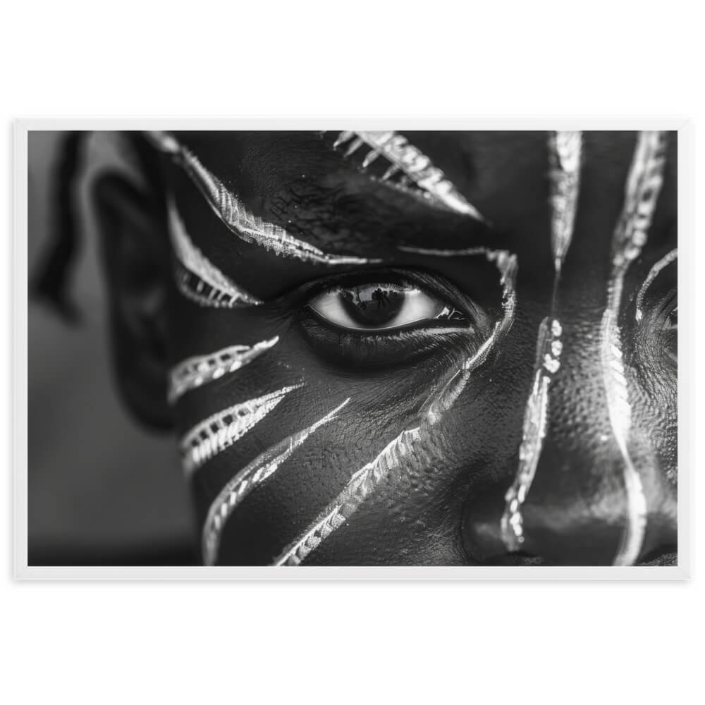 Tableau Africain Visage Noir et Blanc