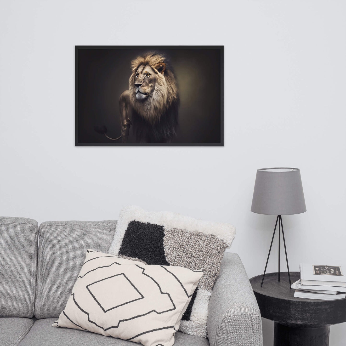 Tableau Lion Fond Noir