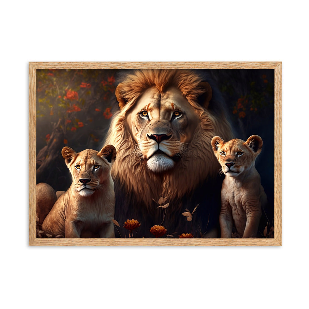 Tableau Lion Lionne Lionceau