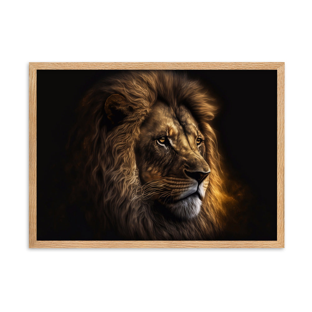 Tableau Lion Noir Et Or