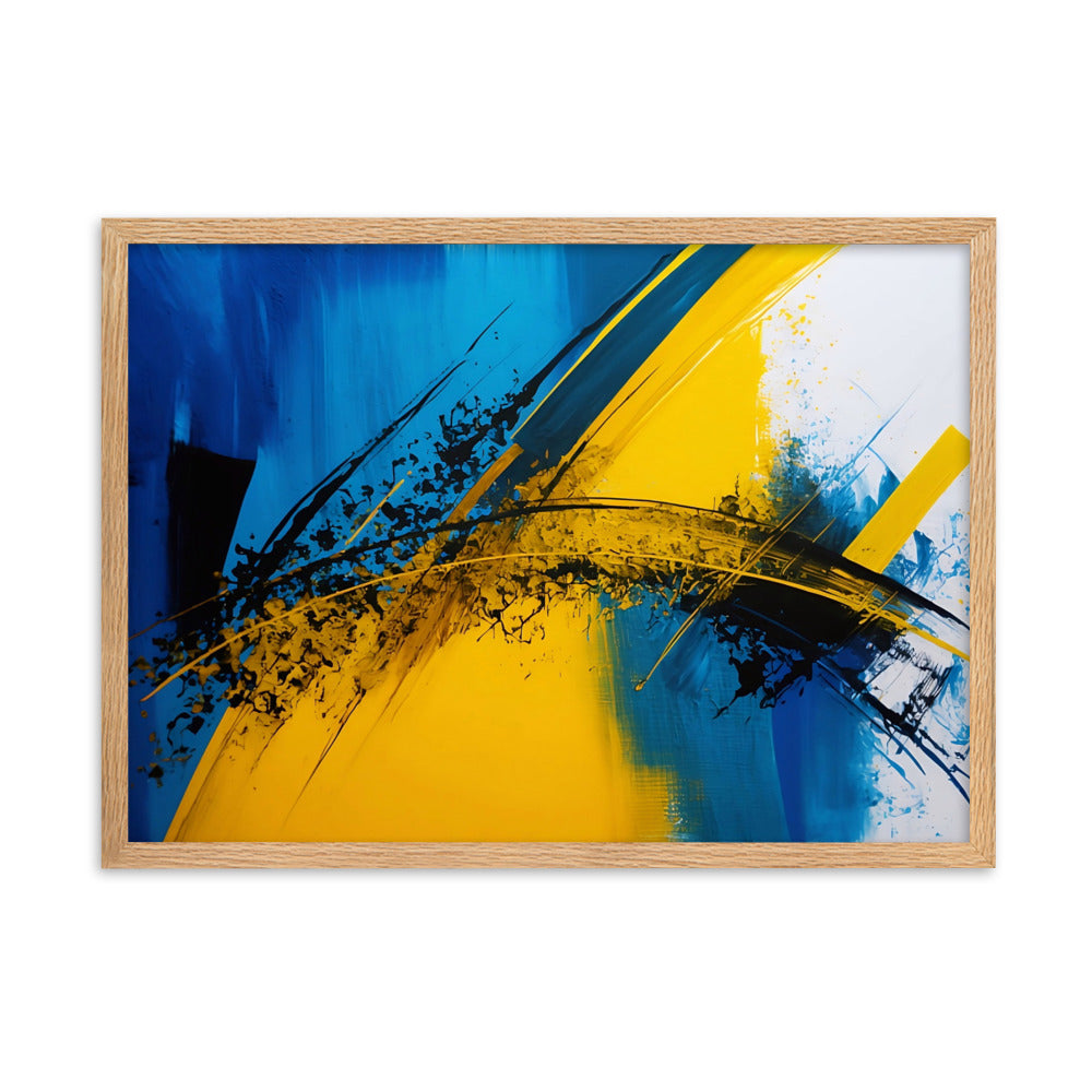 Tableau Abstrait Jaune Et Bleu