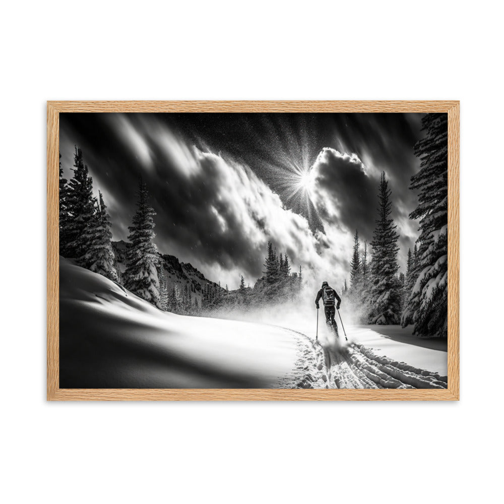 Tableau Noir Et Blanc Skieur