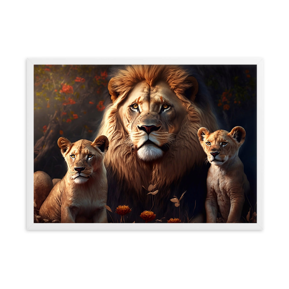 Tableau Lion Lionne Lionceau