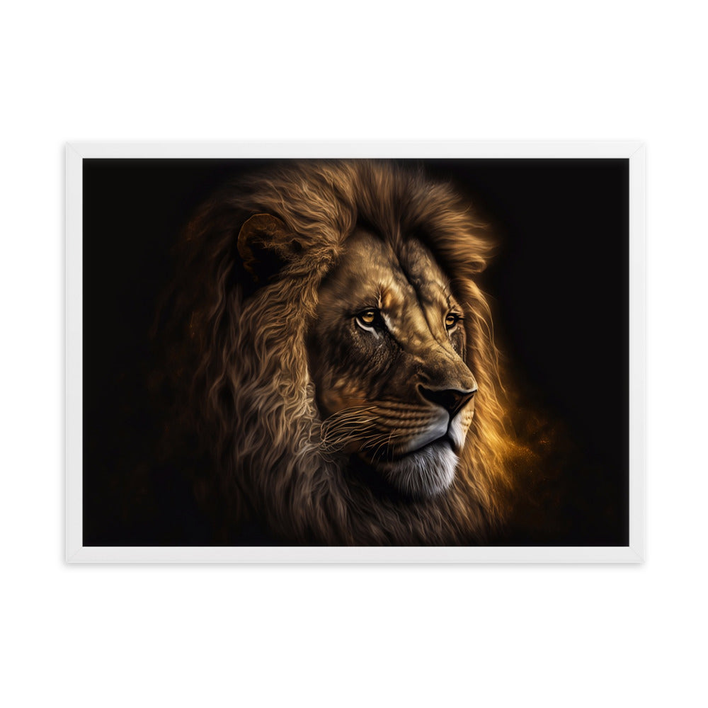 Tableau Lion Noir Et Or