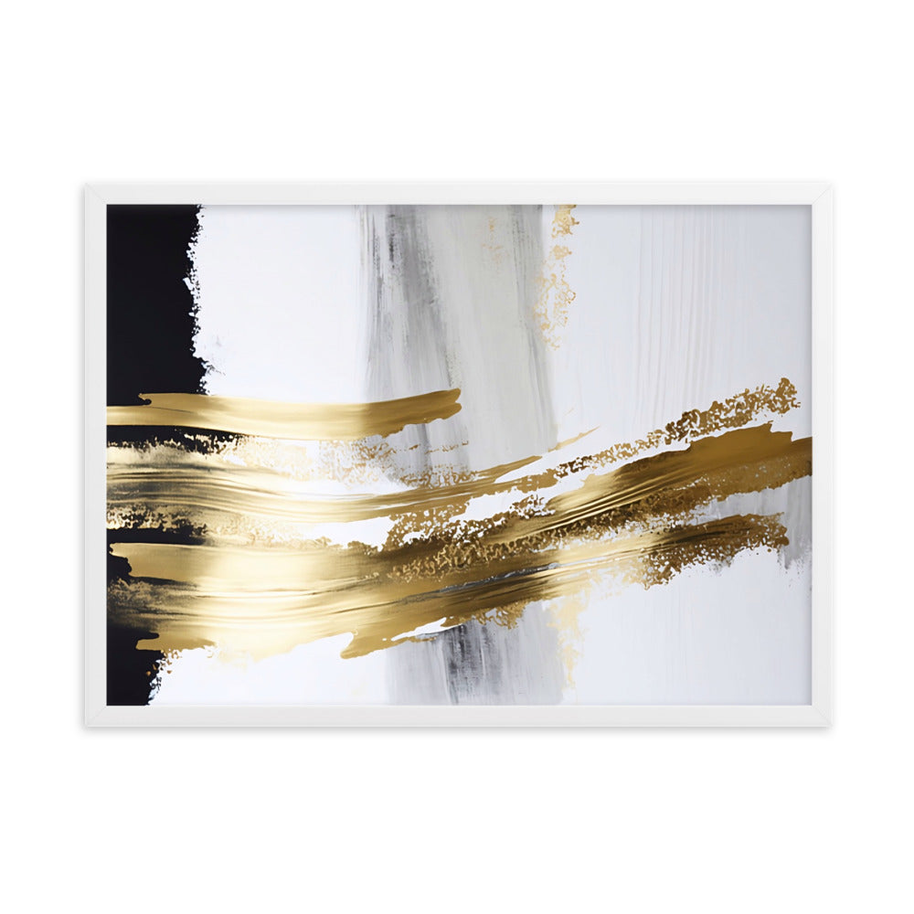 Tableau Abstrait Noir Blanc Or