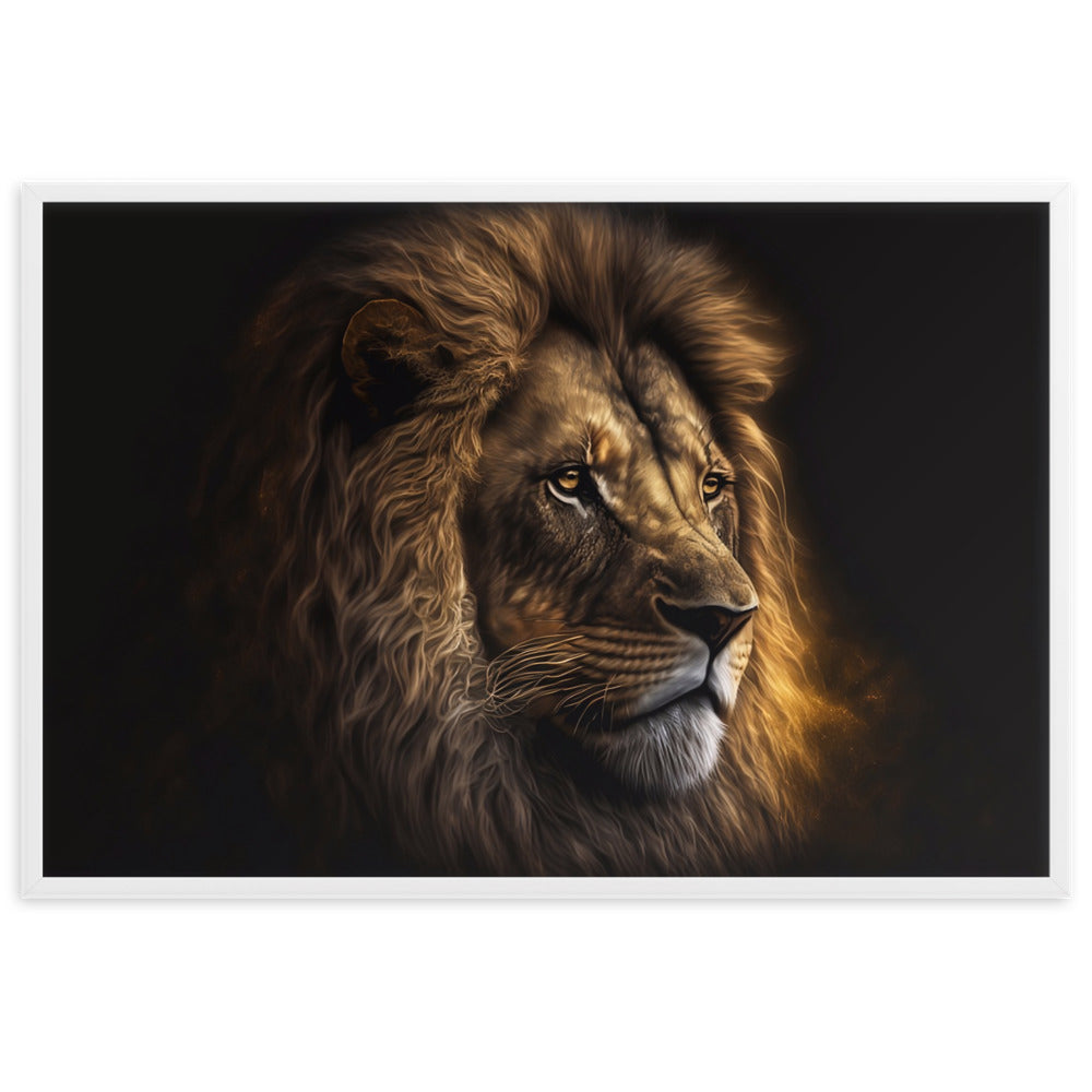 Tableau Lion Noir Et Or