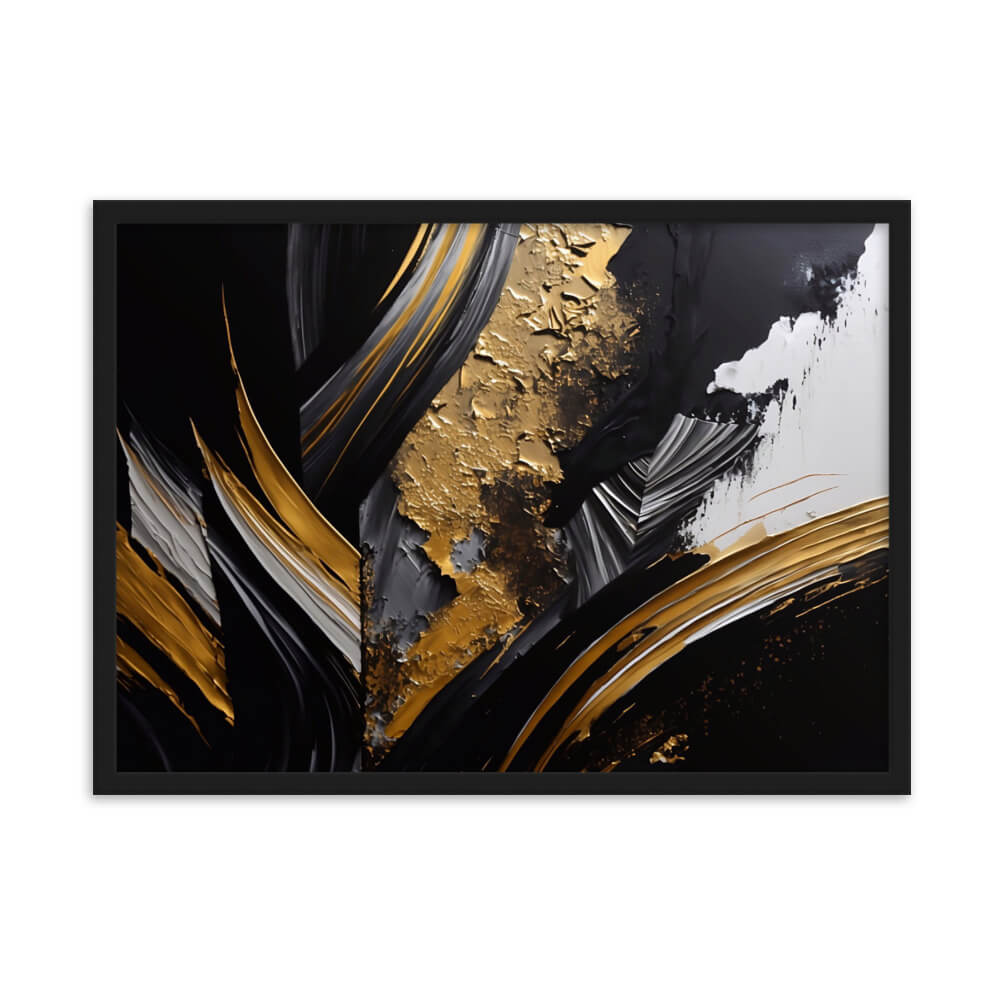 Tableau Abstrait Noir Et Or