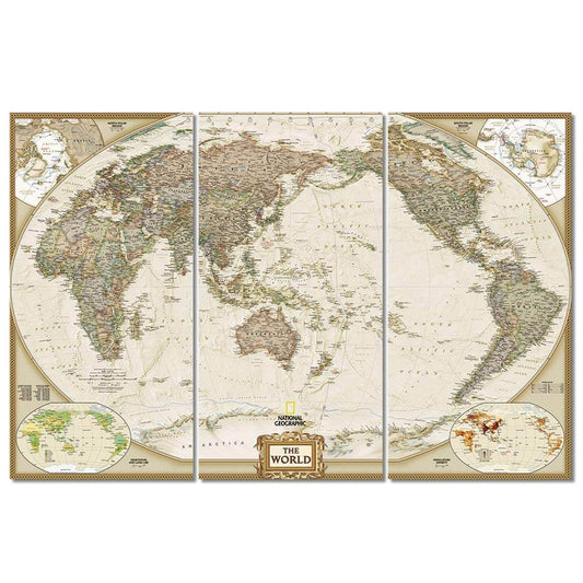 Tableau carte du monde 3 parties