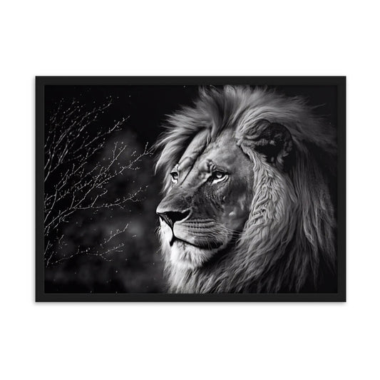 Tableau lion noir et blanc