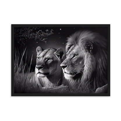 Tableau lion noir