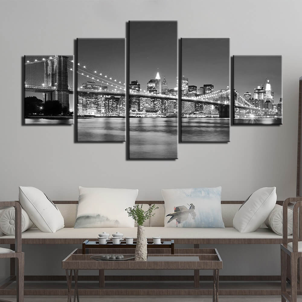 Tableau New York Pont Brooklyn Noir Blanc